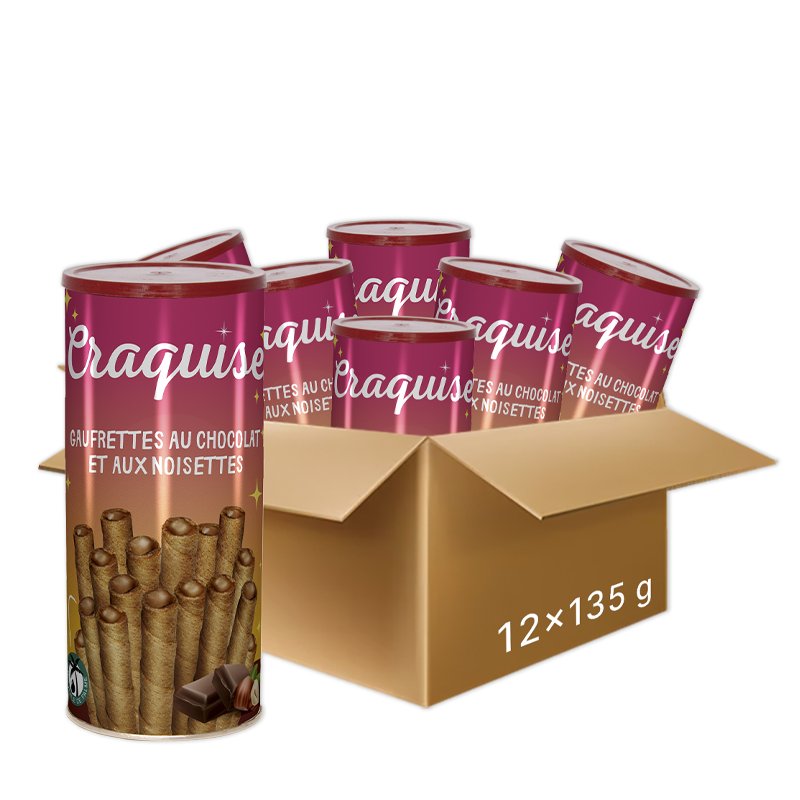 Craquise gaufrettes fourrées au chocolat et aux noisettes