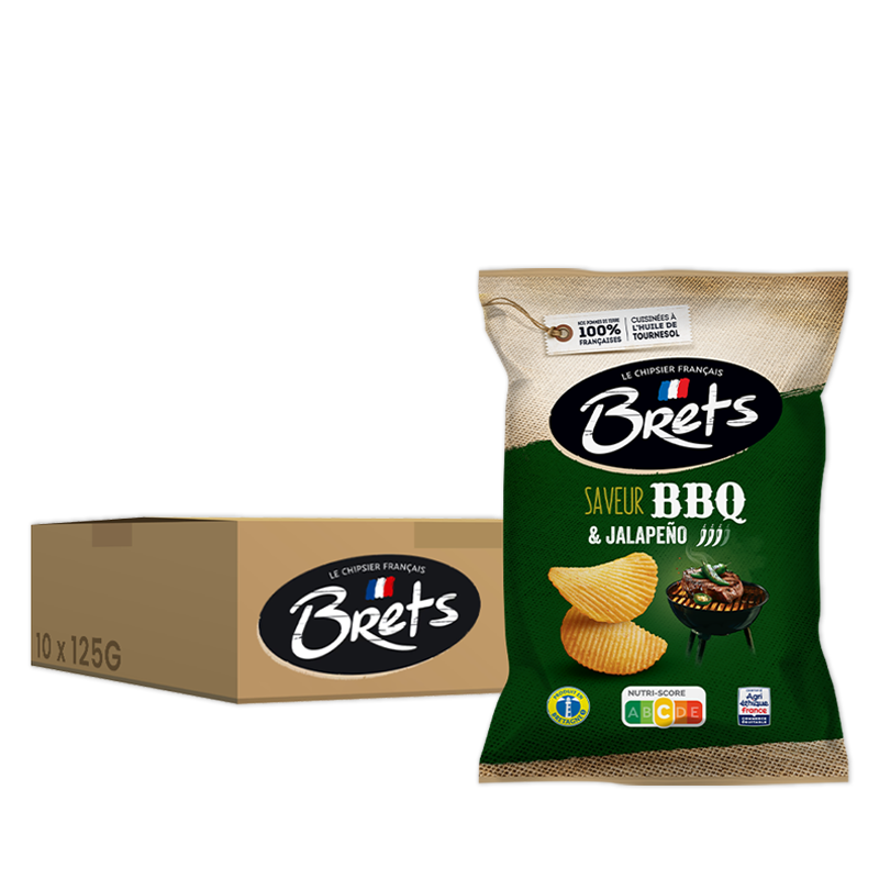 Brets BBQ & Jalapeño Flavour Crisps (pack 10x125g)