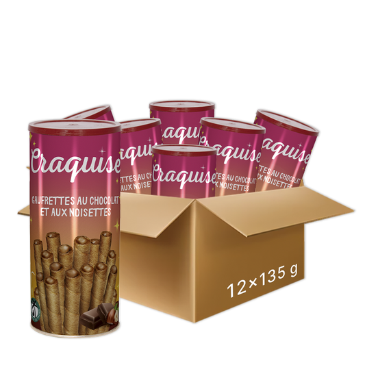 Craquise gaufrettes fourrées au chocolat et aux noisettes