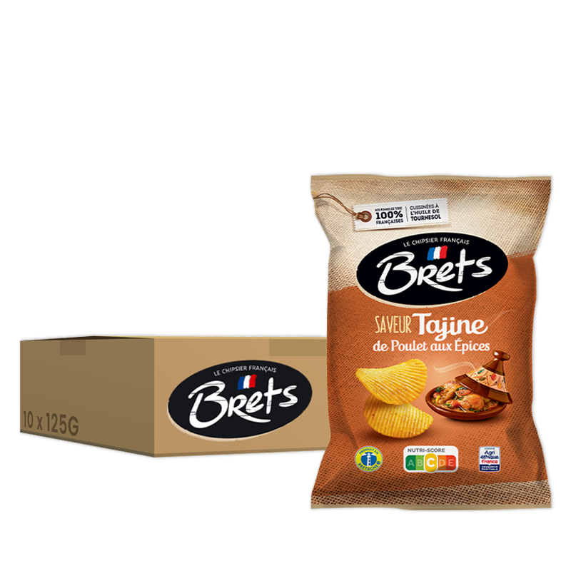 Brets Chicken Tagine & Spices Flavour Crisps (pack 10x125g)